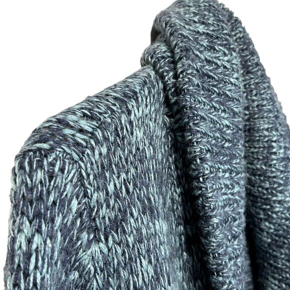 Moda International Cardigan Sweater M Marled Blue Wooden Toggle Buttons Wool - Picture 4 of 10